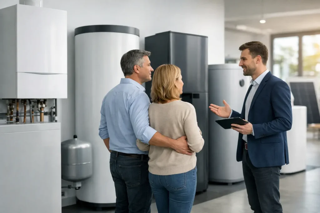Heizsysteme im Schauraum vergleichen